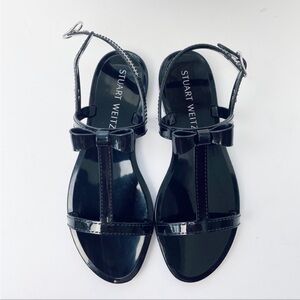 Stuart Weitzman jelly bow T-strap sandals